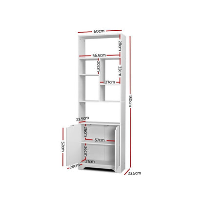Artiss Bookshelf with Cabinet - GINA White - Cosy Abode