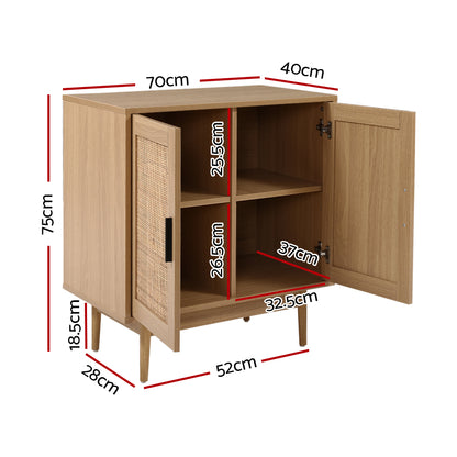 Artiss Rattan Buffet Sideboard 2 Doors - BRIONY Oak - Cosy Abode