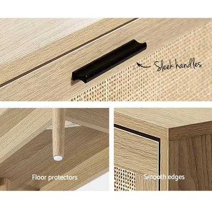 Artiss TV Cabinet Entertainment Unit 180cm Rattan Cole - Cosy Abode