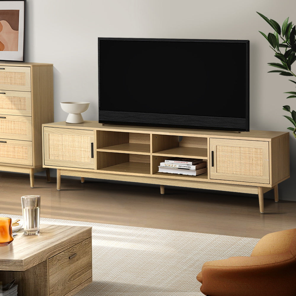 Artiss TV Cabinet Entertainment Unit 180cm Rattan Cole - Cosy Abode