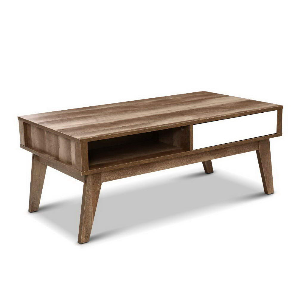 Artiss Coffee Table 2 Drawers Walnut Serena - Cosy Abode