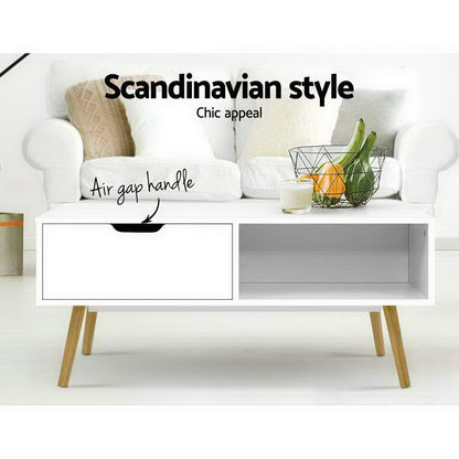 Artiss Coffee Table Storage Drawer White Larin - Cosy Abode