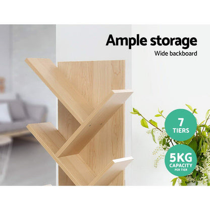 Artiss Tree Bookshelf 7 Tiers - ECHO Oak - Cosy Abode