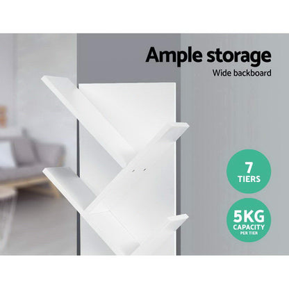 Artiss Tree Bookshelf 7 Tiers - ECHO White - Cosy Abode
