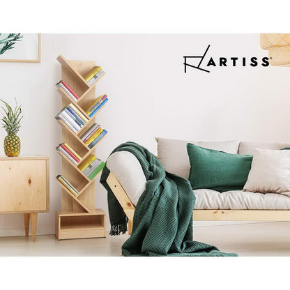 Artiss Tree Bookshelf 9 Tiers - ECHO Oak - Cosy Abode