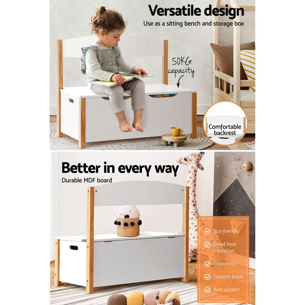 Keezi Kids Toy Box Chest Storage Blanket Children Organiser Seating Bench - Cosy Abode
