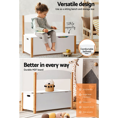 Keezi Kids Toy Box Chest Storage Blanket Children Organiser Seating Bench - Cosy Abode