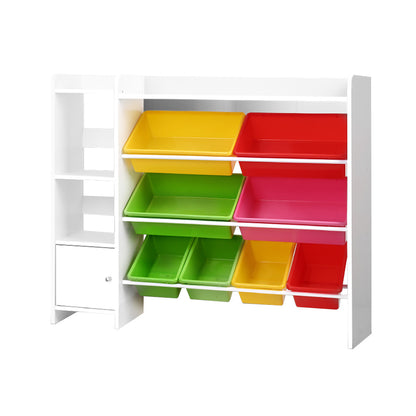 Keezi Kids Toy Box 8 Bins Bookshelf Storage Rack Organiser Toy Display - Cosy Abode