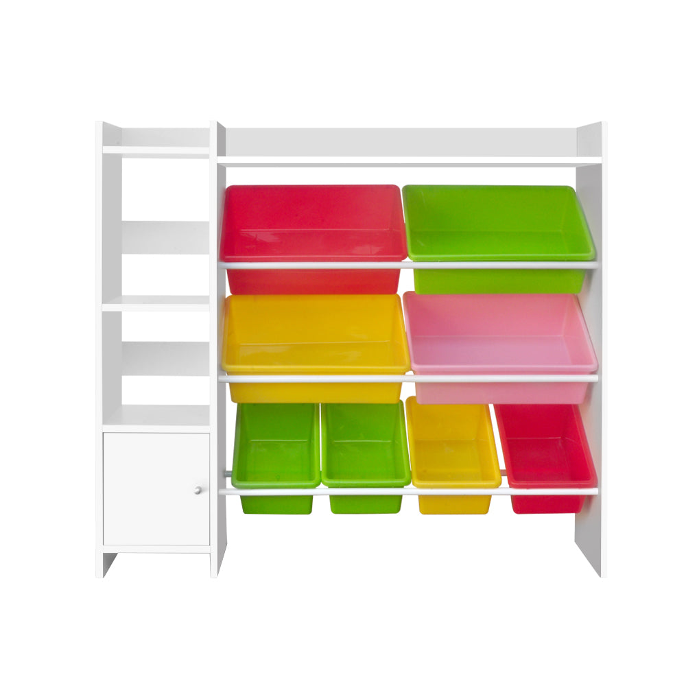 Keezi Kids Toy Box 8 Bins Bookshelf Storage Rack Organiser Toy Display - Cosy Abode