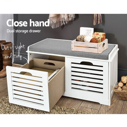 Artiss Shoe Cabinet Bench Storage Rack White Caye - Cosy Abode