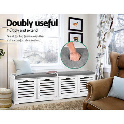 Artiss Shoe Cabinet Bench Storage Rack White Caye - Cosy Abode