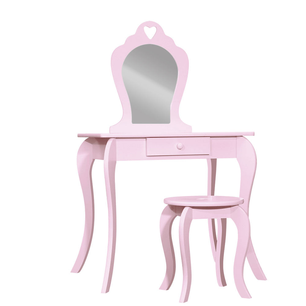 Keezi Kids Dressing Table Stool Set Vanity Mirror Princess Children Makeup Pink - Cosy Abode