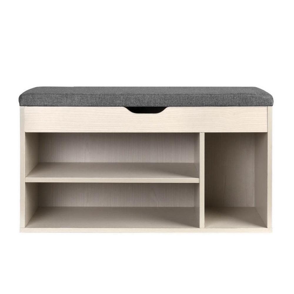 Artiss Shoe Rack Bench Shoe Cabinet 9 Pairs Pine Dora - Cosy Abode