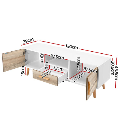 Artiss TV Cabinet Entertainment Unit 120cm Wood White Gino - Cosy Abode