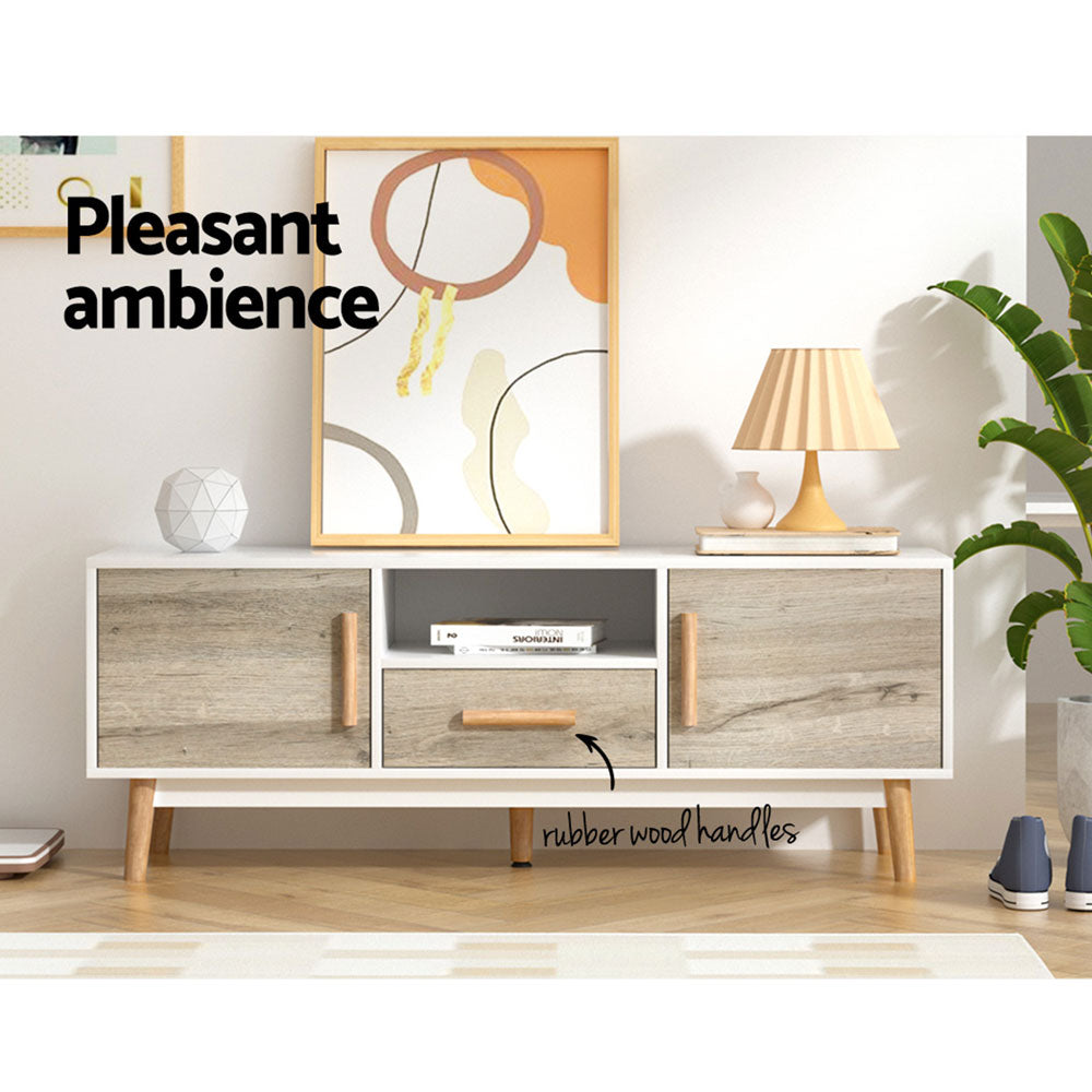 Artiss TV Cabinet Entertainment Unit 120cm Wood White Gino - Cosy Abode