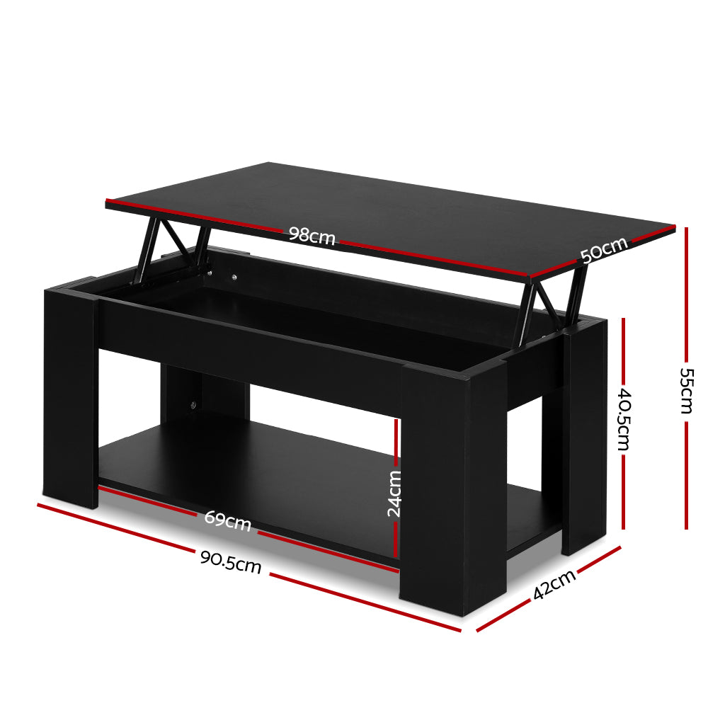Artiss Coffee Table Lift-top Coffee Table Black - Cosy Abode