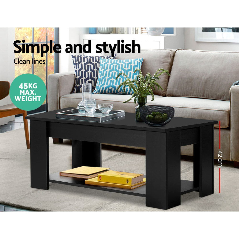 Artiss Coffee Table Lift-top Coffee Table Black - Cosy Abode
