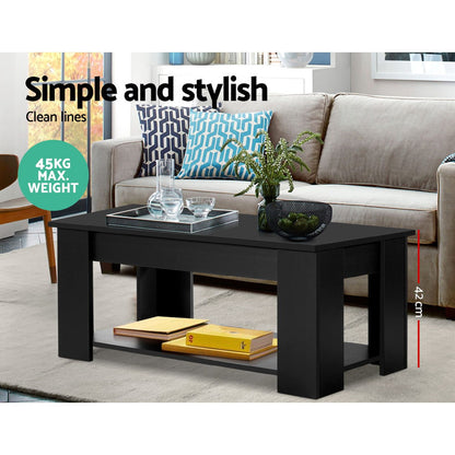 Artiss Coffee Table Lift-top Coffee Table Black - Cosy Abode