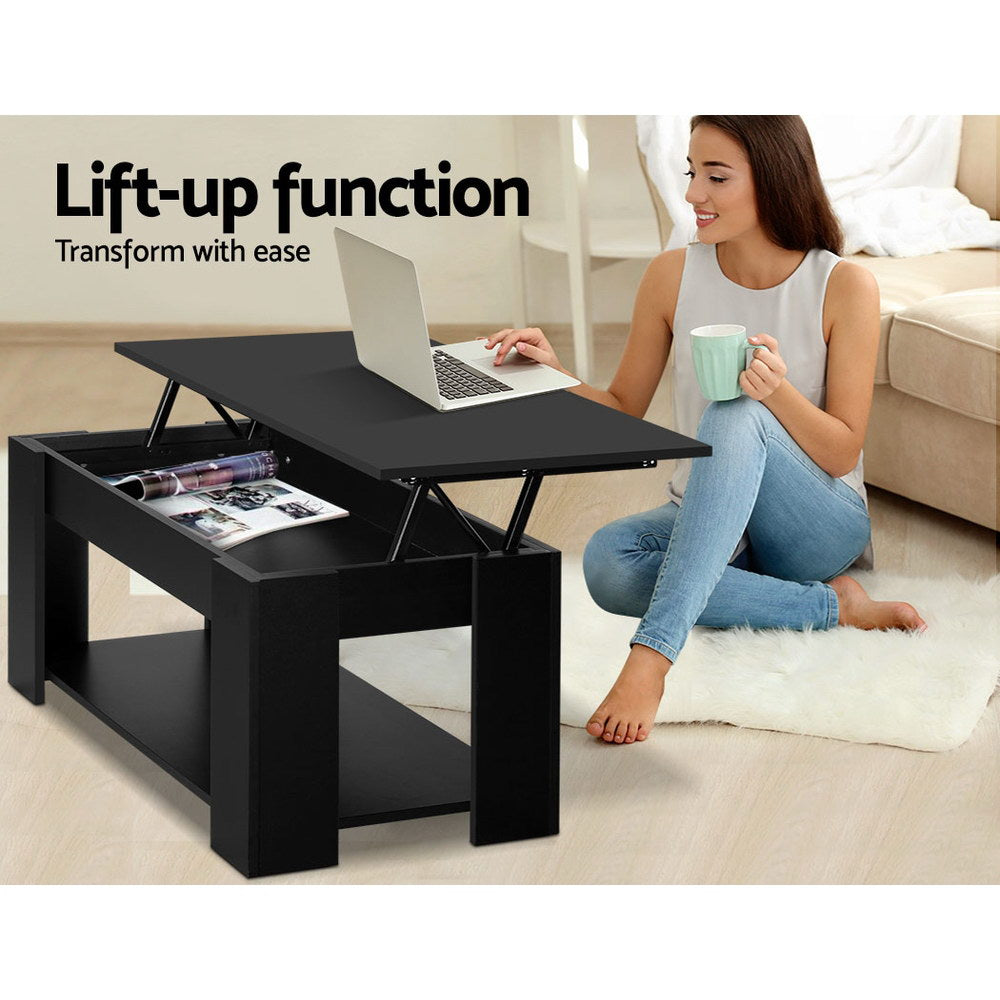 Artiss Coffee Table Lift-top Coffee Table Black - Cosy Abode
