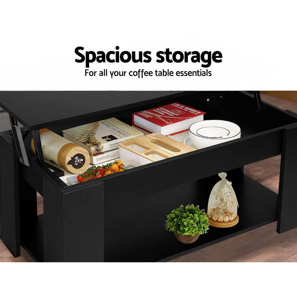 Artiss Coffee Table Lift-top Coffee Table Black - Cosy Abode