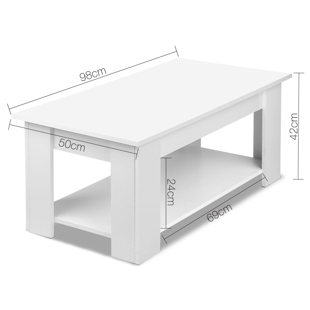 Artiss Coffee Table Lift-top Coffee Table White - Cosy Abode