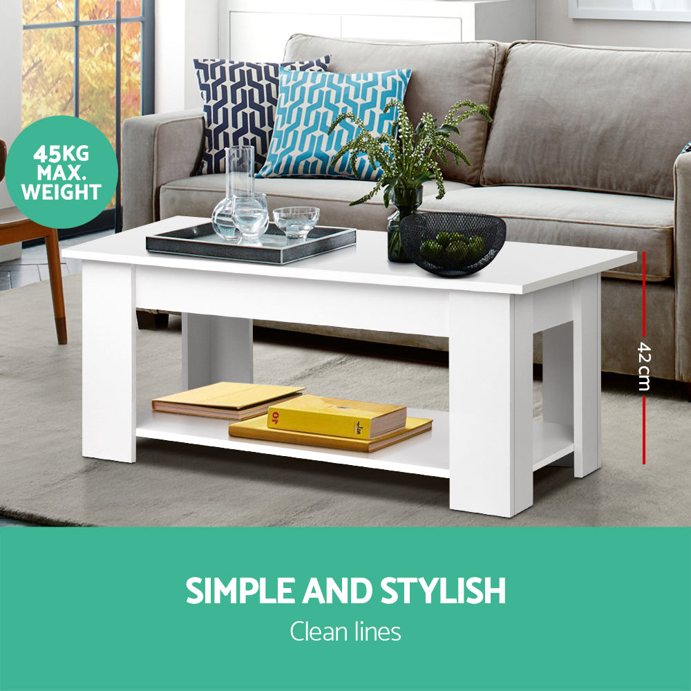 Artiss Coffee Table Lift-top Coffee Table White - Cosy Abode