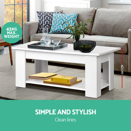 Artiss Coffee Table Lift-top Coffee Table White - Cosy Abode