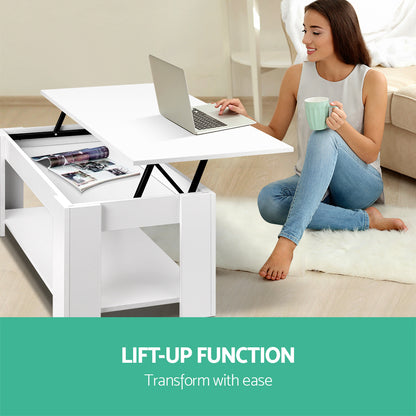 Artiss Coffee Table Lift-top Coffee Table White - Cosy Abode