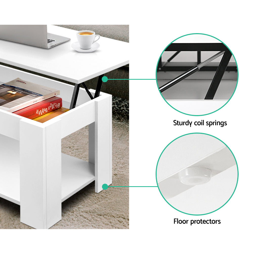 Artiss Coffee Table Lift-top Coffee Table White - Cosy Abode