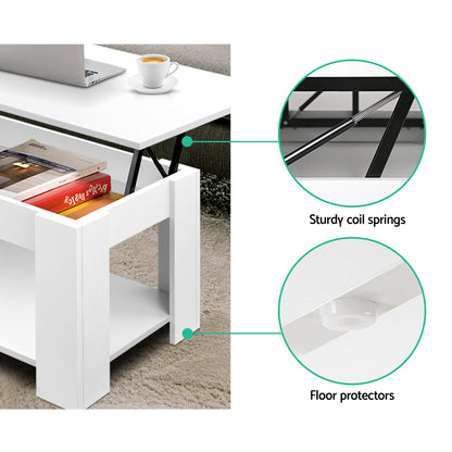 Artiss Coffee Table Lift-top Coffee Table White - Cosy Abode