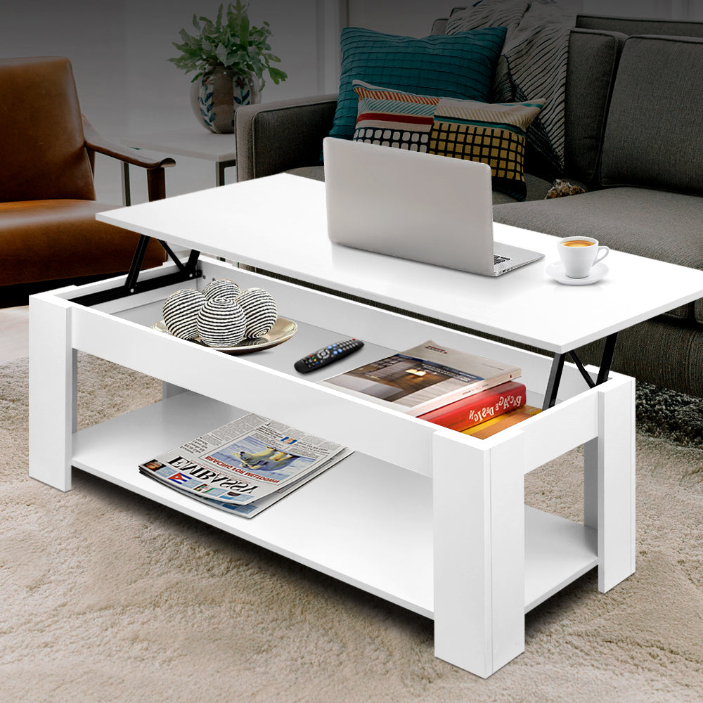 Artiss Coffee Table Lift-top Coffee Table White - Cosy Abode