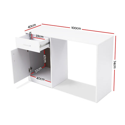 Artiss Computer Desk Drawer Cabinet White 100CM - Cosy Abode
