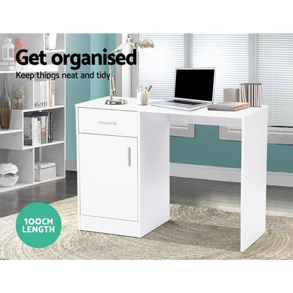 Artiss Computer Desk Drawer Cabinet White 100CM - Cosy Abode