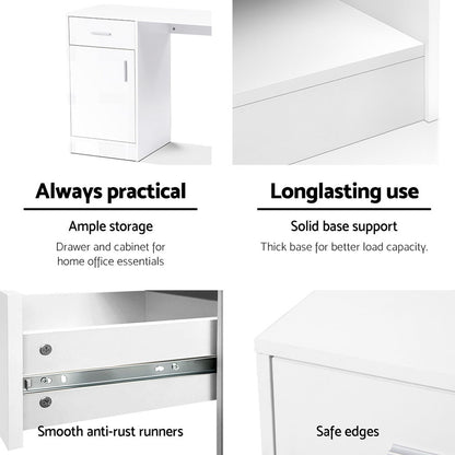 Artiss Computer Desk Drawer Cabinet White 100CM - Cosy Abode