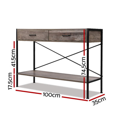 Artiss Console Table 2 Drawers Walnut Marconi - Cosy Abode