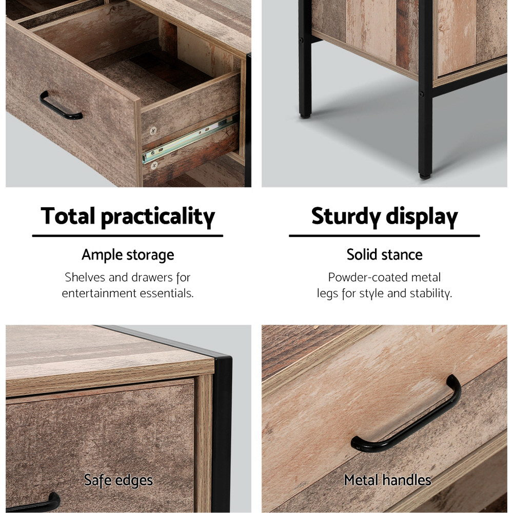 Artiss TV Stand Entertainment Unit Storage Cabinet Industrial Rustic Wooden 120cm - Cosy Abode