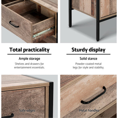 Artiss TV Stand Entertainment Unit Storage Cabinet Industrial Rustic Wooden 120cm - Cosy Abode