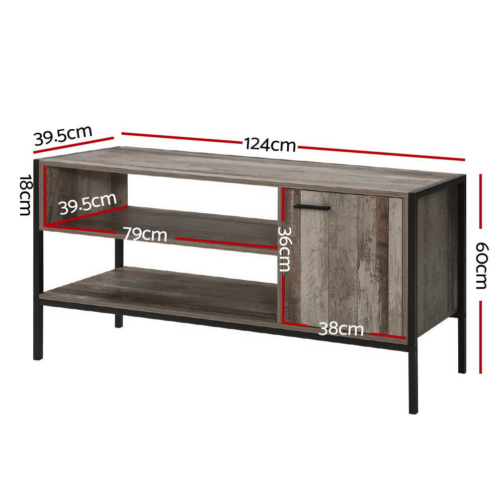 Artiss TV Cabinet Entertainment Unit Stand Storage Wood Industrial Rustic 124cm - Cosy Abode