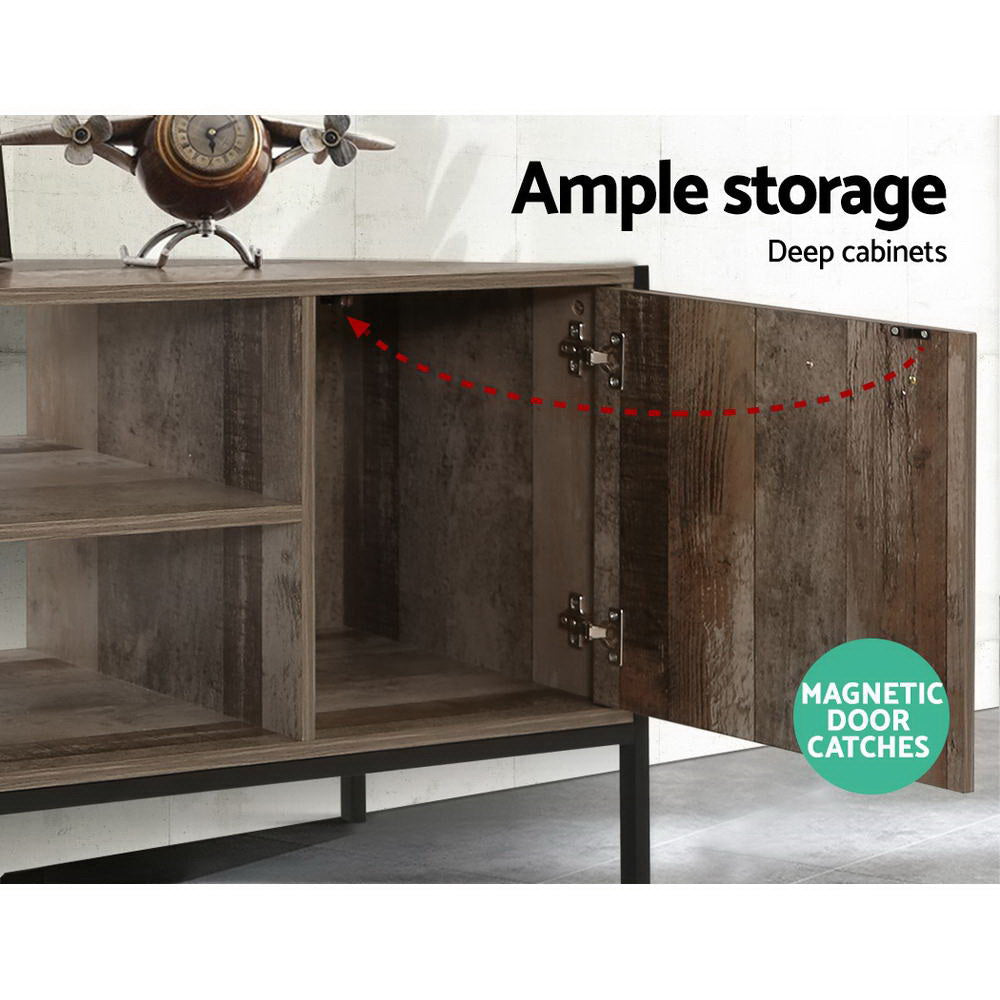 Artiss TV Cabinet Entertainment Unit Stand Storage Wood Industrial Rustic 124cm - Cosy Abode