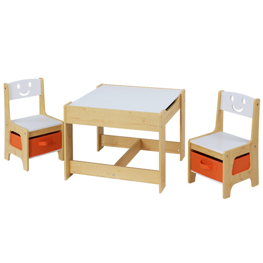 Keezi 3PCS Kids Table and Chairs Set Activity Desk Chalkboard Toys Storage Box - Cosy Abode