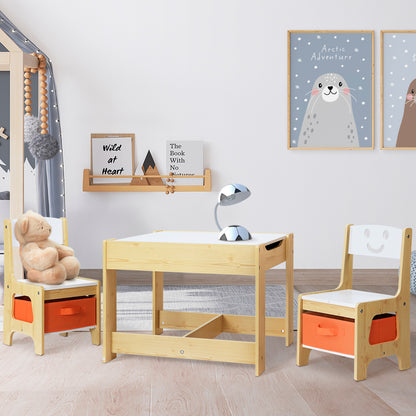 Keezi 3PCS Kids Table and Chairs Set Activity Desk Chalkboard Toys Storage Box - Cosy Abode