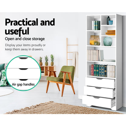 Artiss Bookshelf with Drawers - NANA White - Cosy Abode