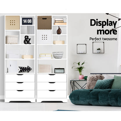 Artiss Bookshelf with Drawers - NANA White - Cosy Abode