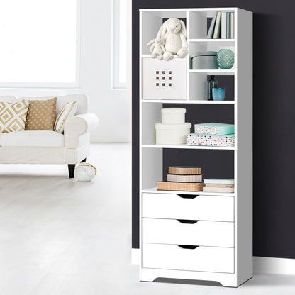 Artiss Bookshelf with Drawers - NANA White - Cosy Abode