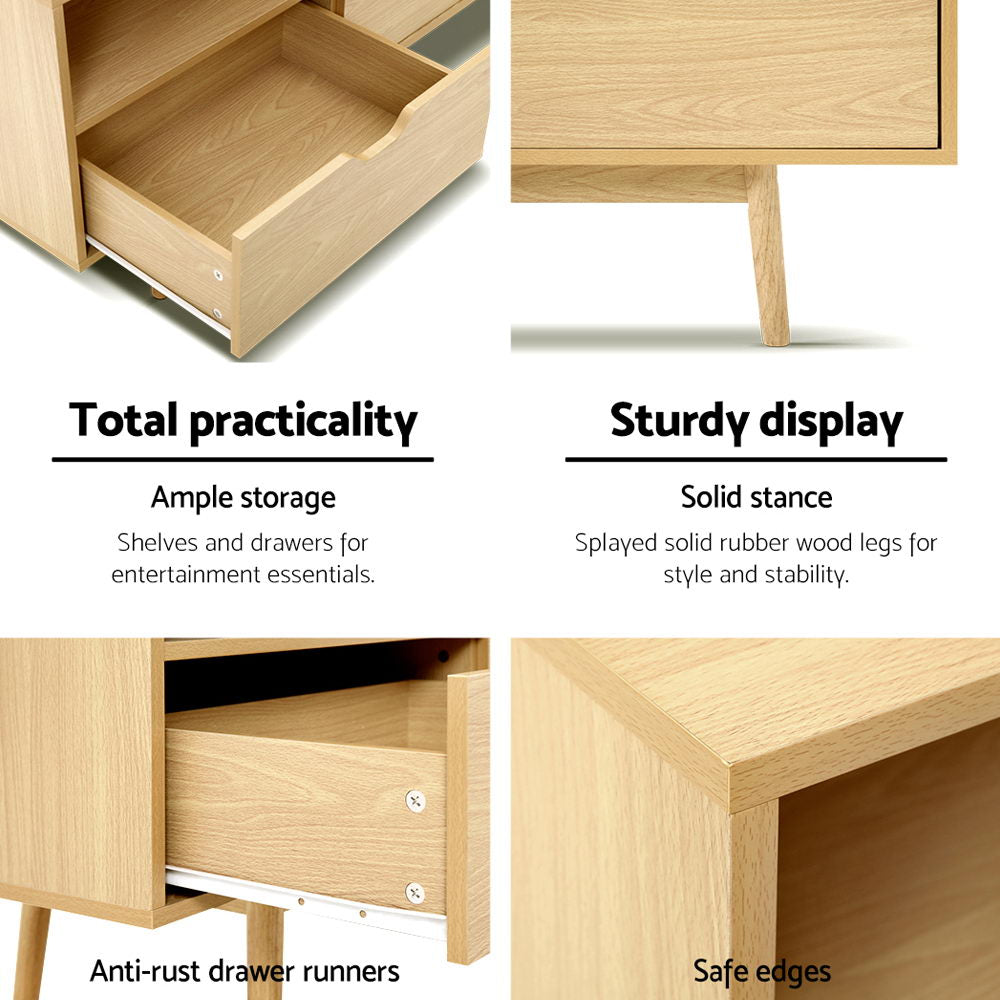 Artiss Wooden Scandinavian Entertainment Unit - Natural - Cosy Abode