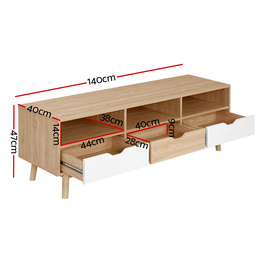 Artiss TV Cabinet Entertainment Unit Stand Wooden Storage 140cm Scandinavian - Cosy Abode