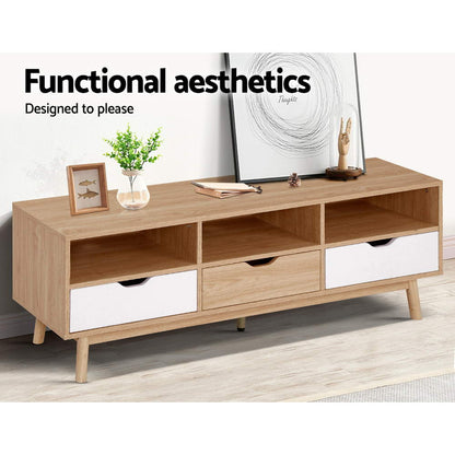 Artiss TV Cabinet Entertainment Unit Stand Wooden Storage 140cm Scandinavian - Cosy Abode
