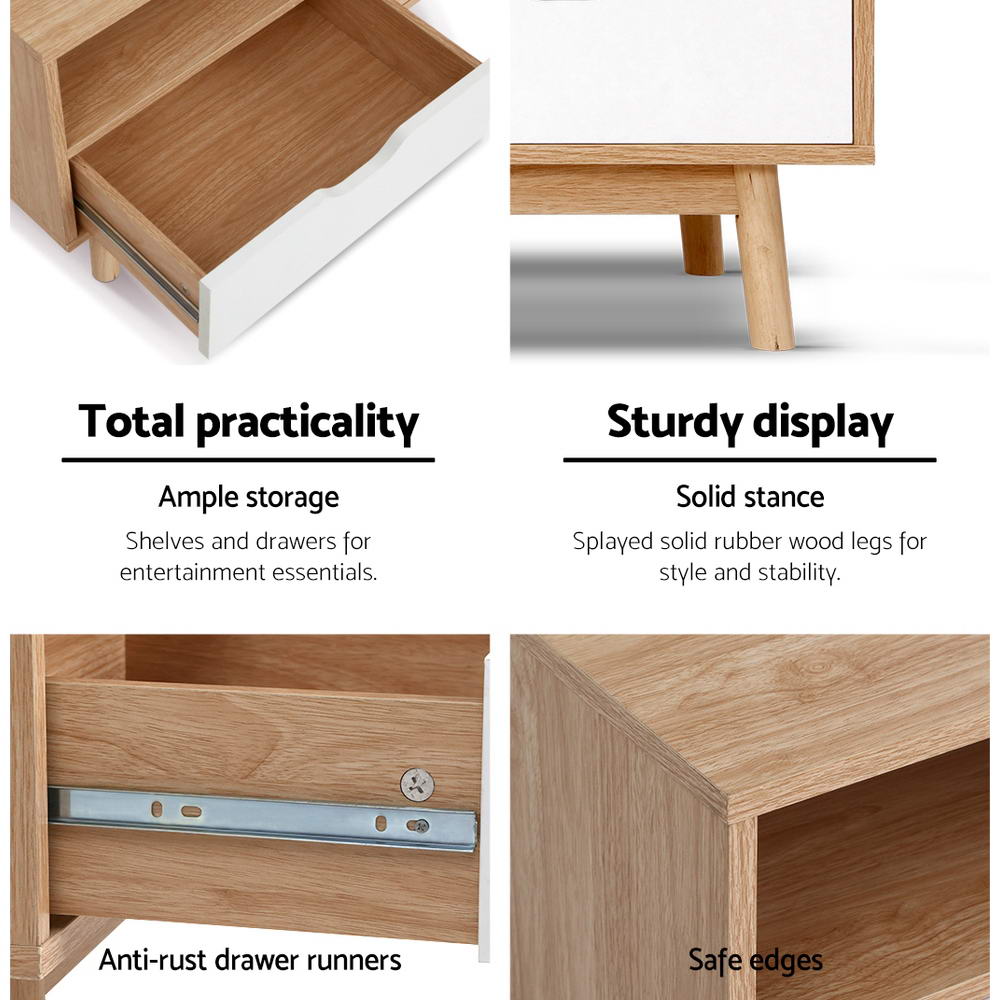 Artiss TV Cabinet Entertainment Unit Stand Wooden Storage 140cm Scandinavian - Cosy Abode
