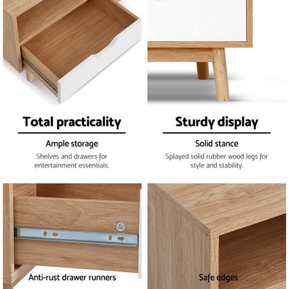 Artiss TV Cabinet Entertainment Unit Stand Wooden Storage 140cm Scandinavian - Cosy Abode