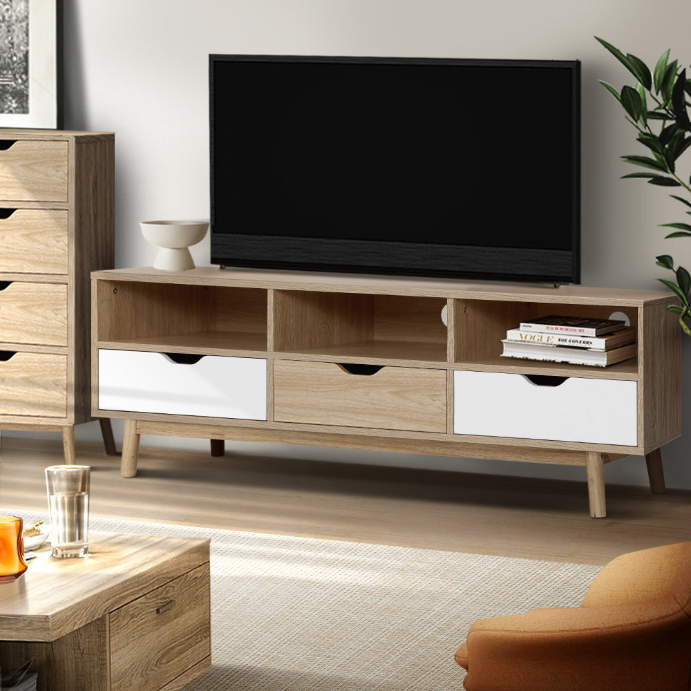 Artiss TV Cabinet Entertainment Unit Stand Wooden Storage 140cm Scandinavian - Cosy Abode